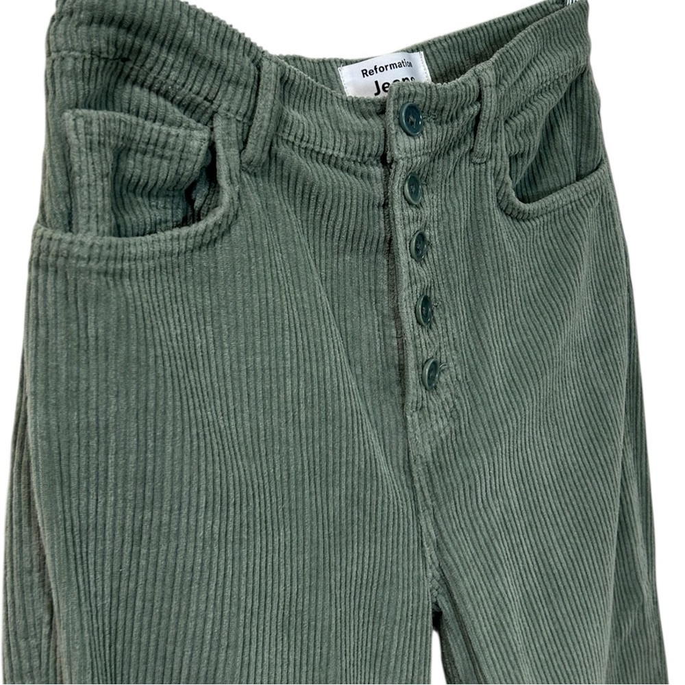 Reformation - Women’s  ‘Cynthia’ Straight Corduroy Pants in Moss Green, Size 27 - Picture 12 of 13